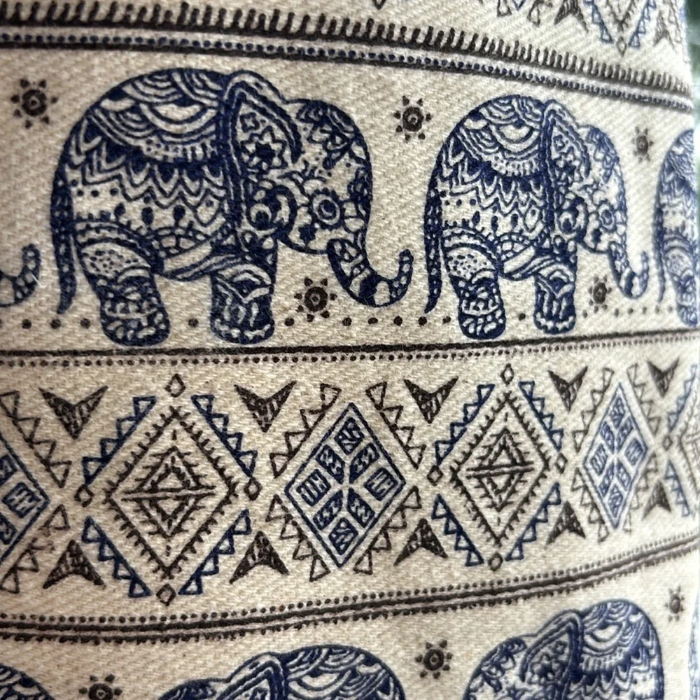 Handmade tum-thai canvas elephant print backpack with rope shoulder straps